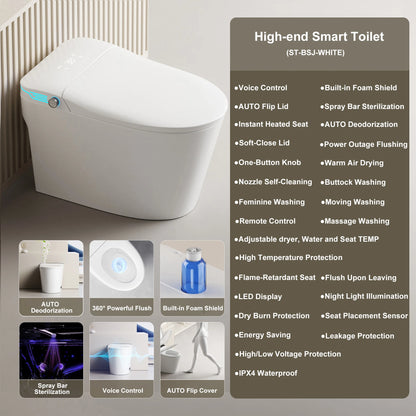 Elongated Smart Toilet with Bidet Built in