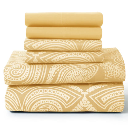 Lux Decor Microfiber 6Pc Paisley Sheet Set