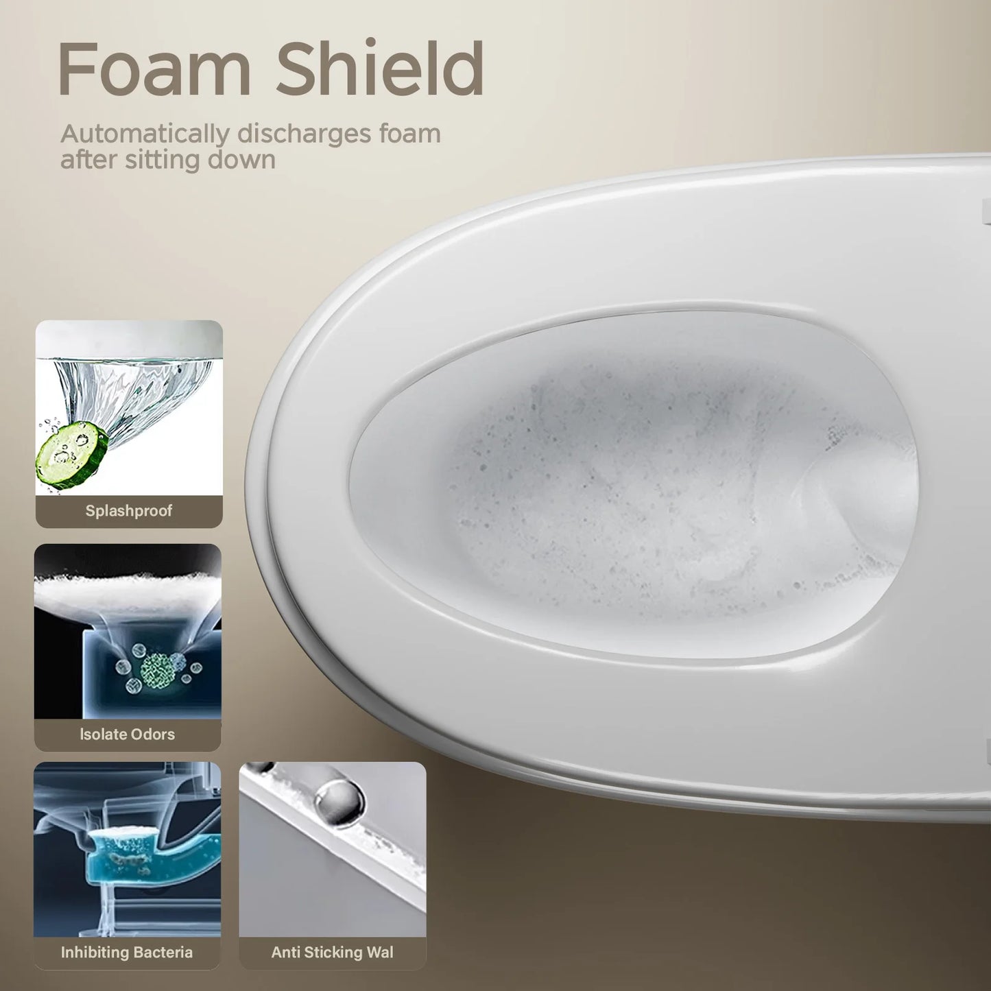 Smart Toilet with Built-in Bidet, AUTO Open/Close
