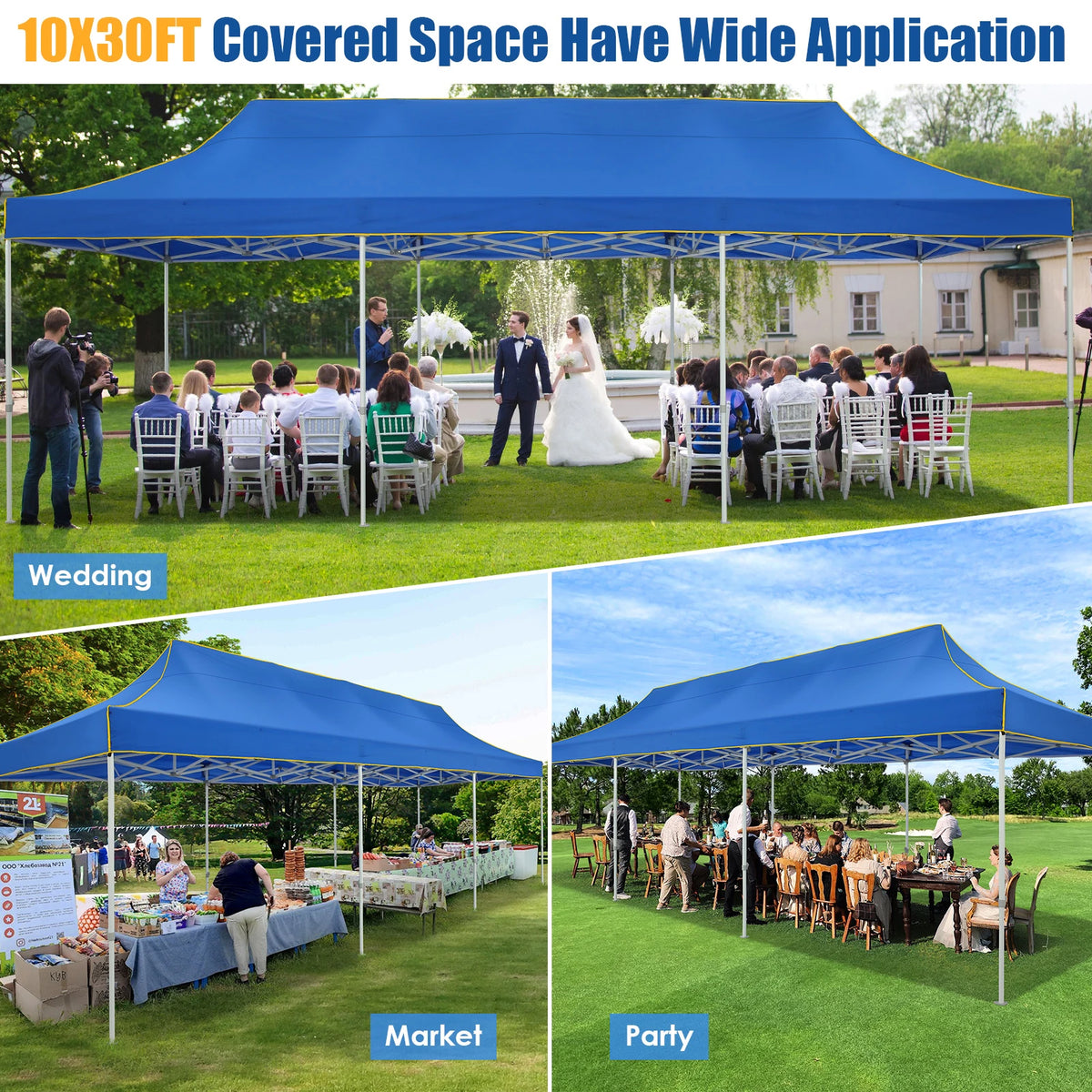 10x30ft Pop Up Canopy Tent Without Sidewall Outdoor