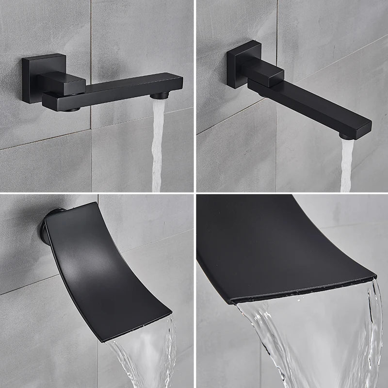 Matte Black Shower Faucet Set Rain Shower Head