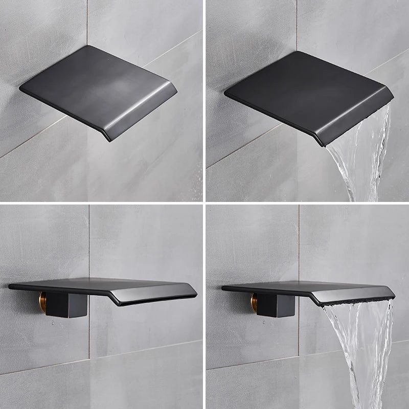 Matte Black Shower Faucet Set Rain Shower Head