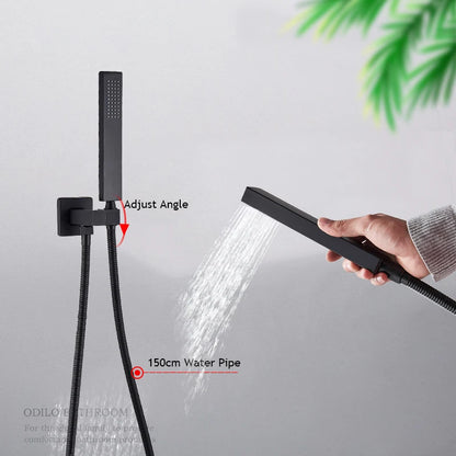 Matte Black Shower Faucet Set Rain Shower Head