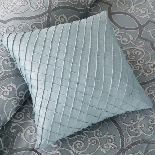 12-Piece Queen Comforter Set Blue Floral Printed Cotton