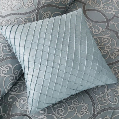 12-Piece Queen Comforter Set Blue Floral Printed Cotton