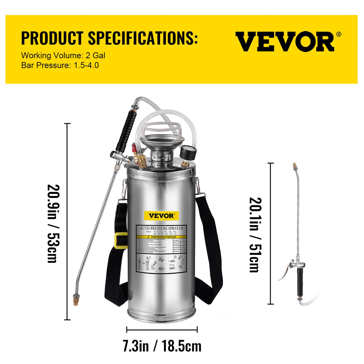 4-12L Hand Powered Sprayer Stainless Steel