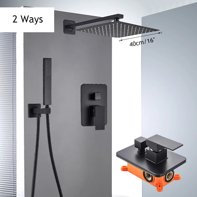 Matte Black Shower Faucet Set Rain Shower Head