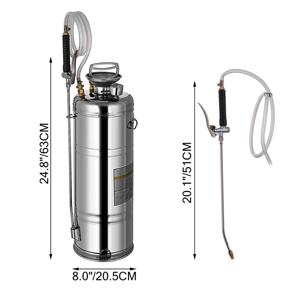 4-12L Hand Powered Sprayer Stainless Steel