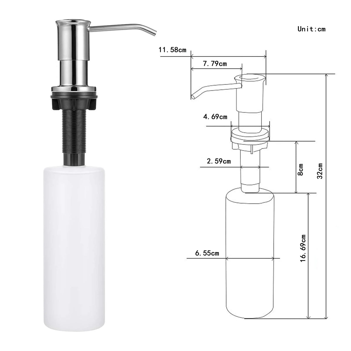 Liquid Soap Dispensers With 500ml Bottle Kitchen Sink Built In