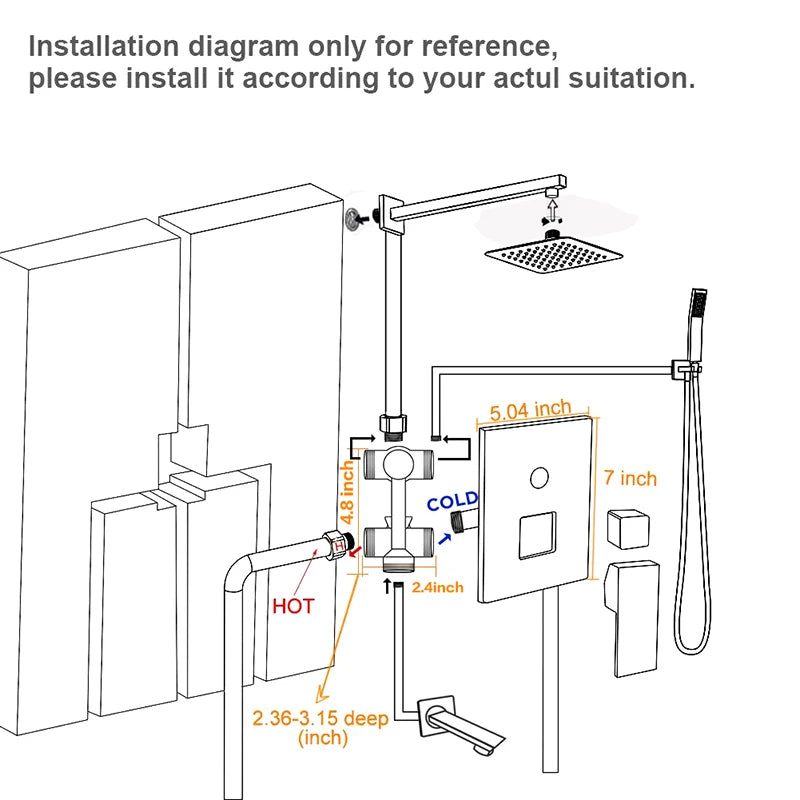 Matte Black Shower Faucet Set Rain Shower Head