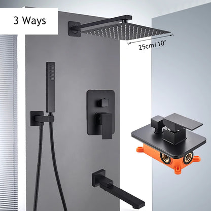 Matte Black Shower Faucet Set Rain Shower Head