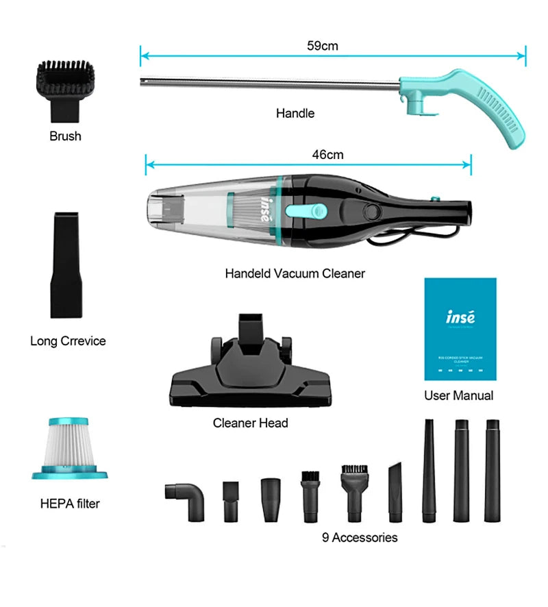 Corded Stick Vacuum Cleaner- 3 in1 Lightweight