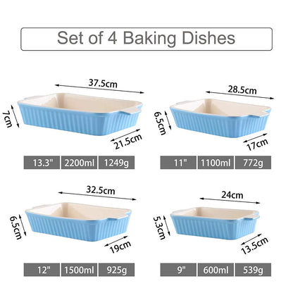 4-Piece Table Baking Dish Plate Set w/ Handle (9"/11"/12"/13.3")