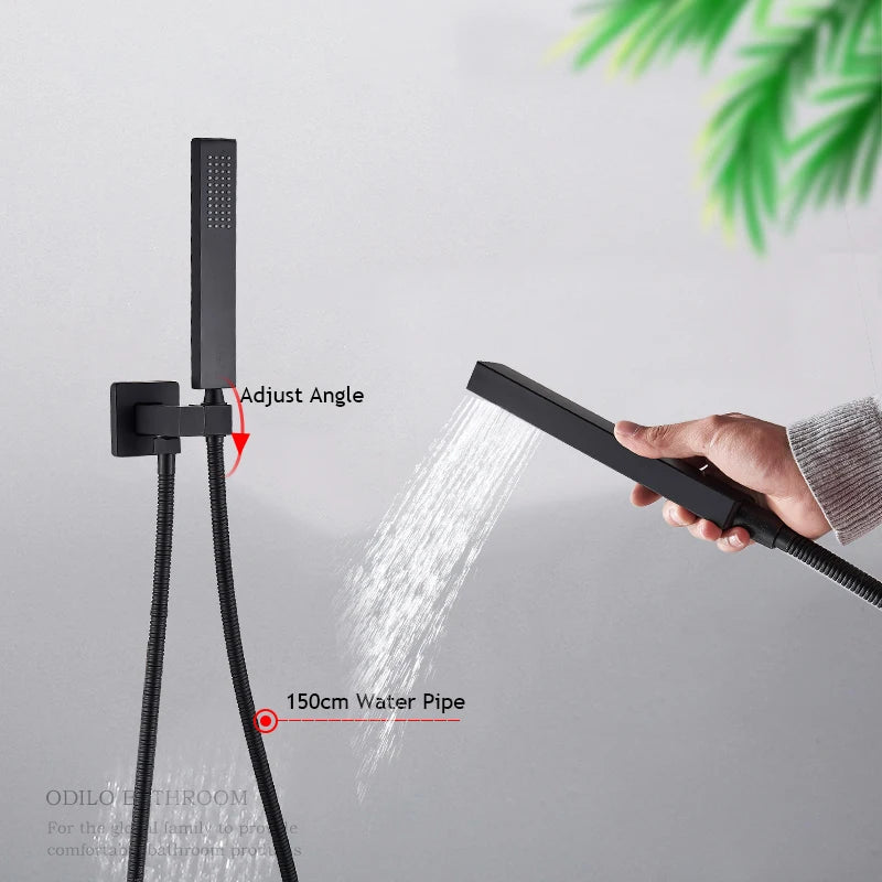 Matte Black Shower Faucet Set Rain Shower Head