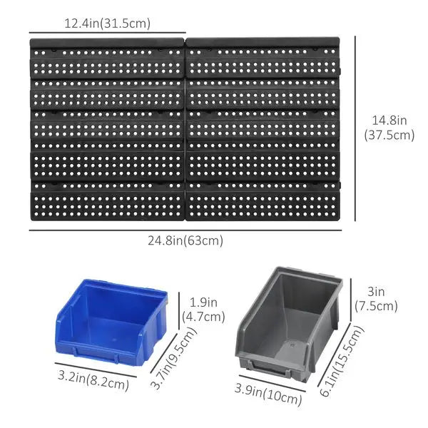 Wall-Mounted Wonder: 30-Bin Pegboard Rack Tool Organizer