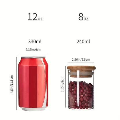 12pcs/set Airtight Glass Storage Jar with Bamboo Lid