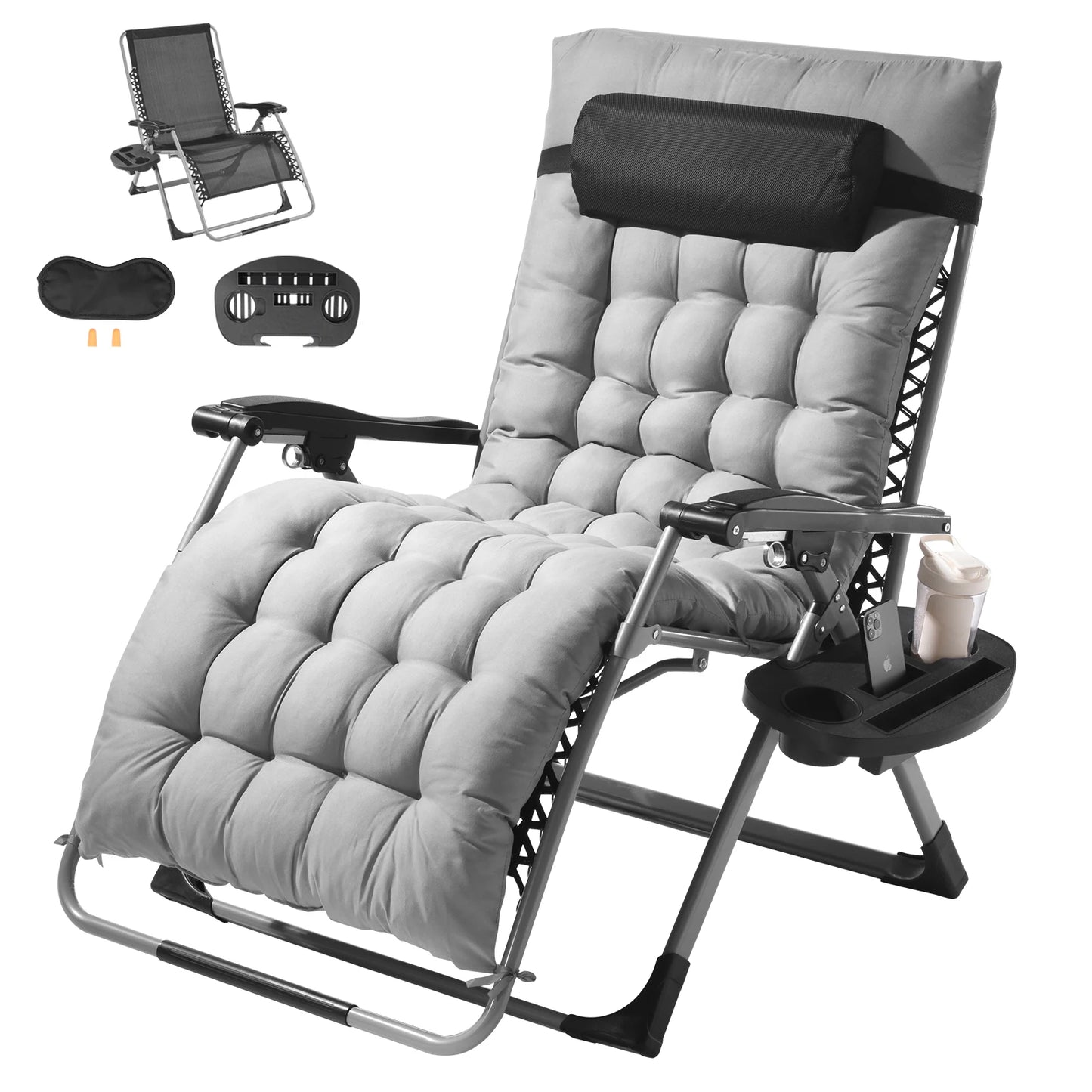 Zero Gravity Recliner Lounge Chair Adjustable, Footrest and Cupholder