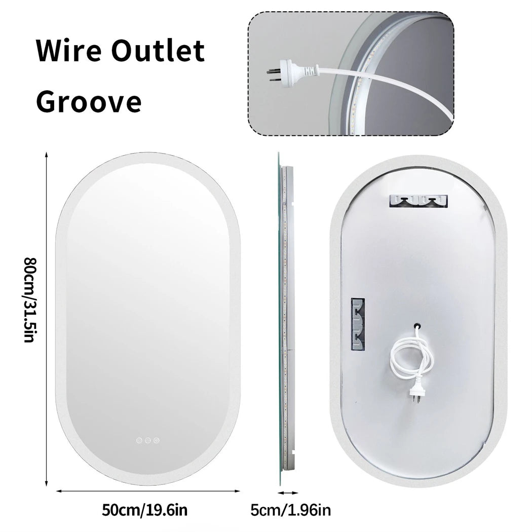 Oval LED Bathroom Mirror, 3 Colors Dimmable, Anti-Fog, 32 x 20 in