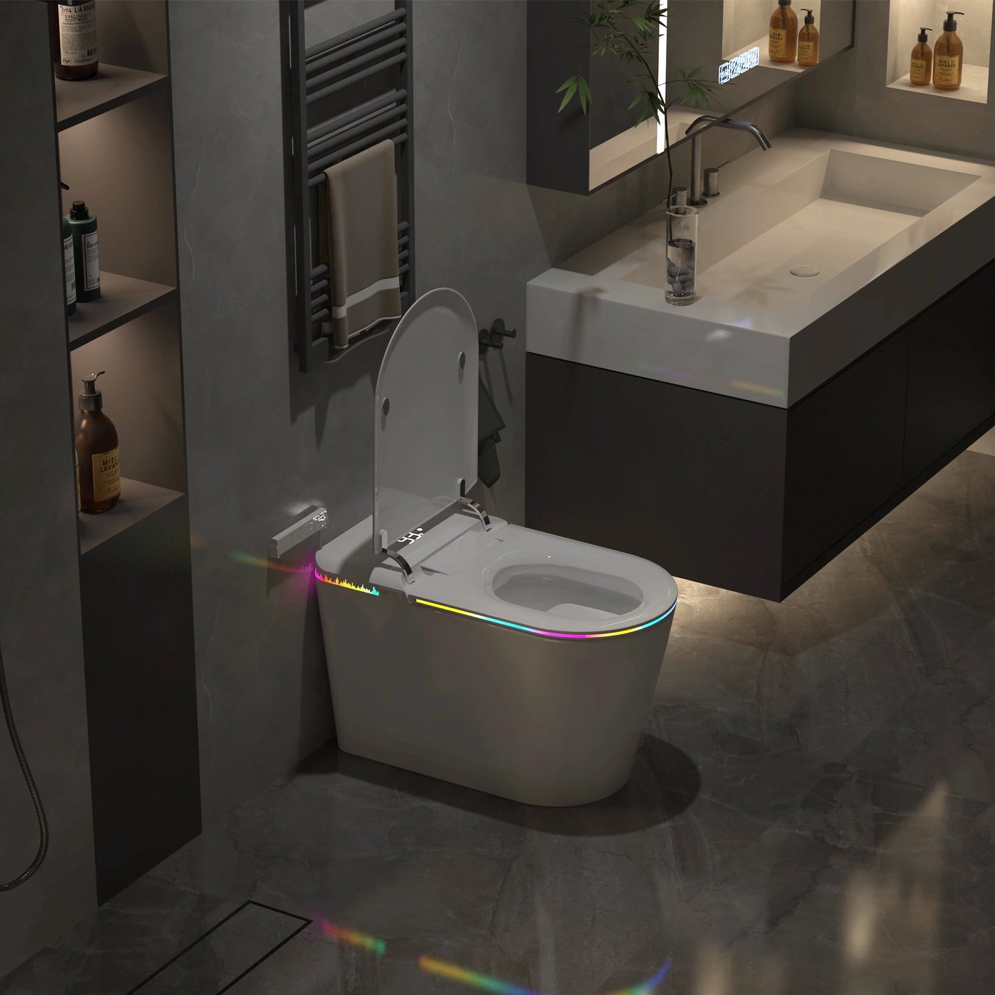 Smart Bidet Toilet-Heated Seat, Self-Cleaning, LED Display, Remote Control