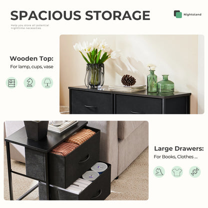JHK Living Room Cabinet Layers Set of 2 Fabric Drawers