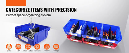 Organizer Bin Stacking Containers for Garage/Office-6pcs Garage Storage Bin
