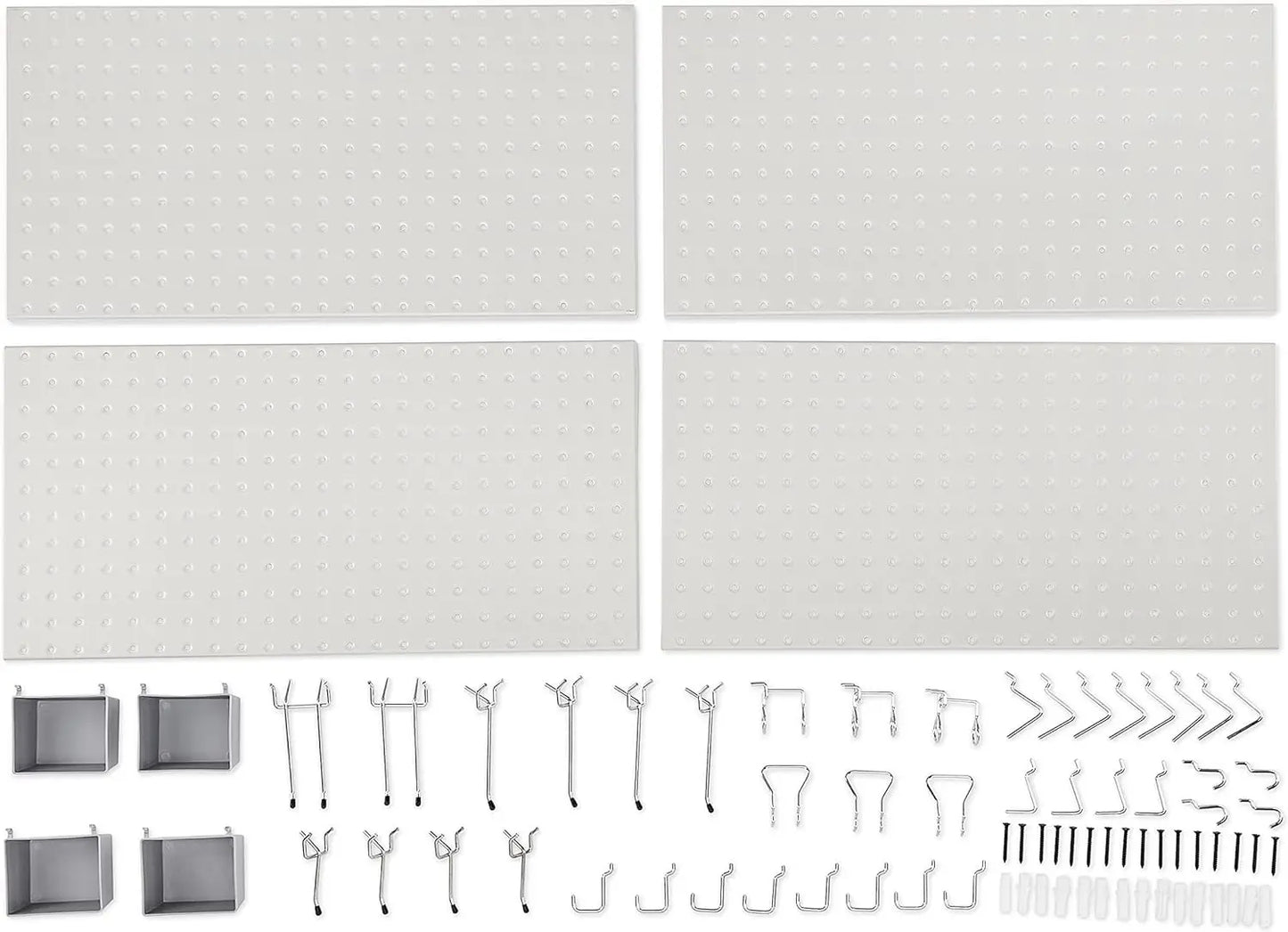48-Piece Gray Metal Pegboard Kit for Wall Storage, Rust & Scratch Resistant