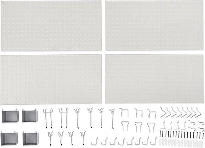 48-Piece Gray Metal Pegboard Kit for Wall Storage, Rust & Scratch Resistant