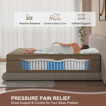 12"/14" Gel Memory Foam Hybrid Pocket Spring Mattress In A Box
