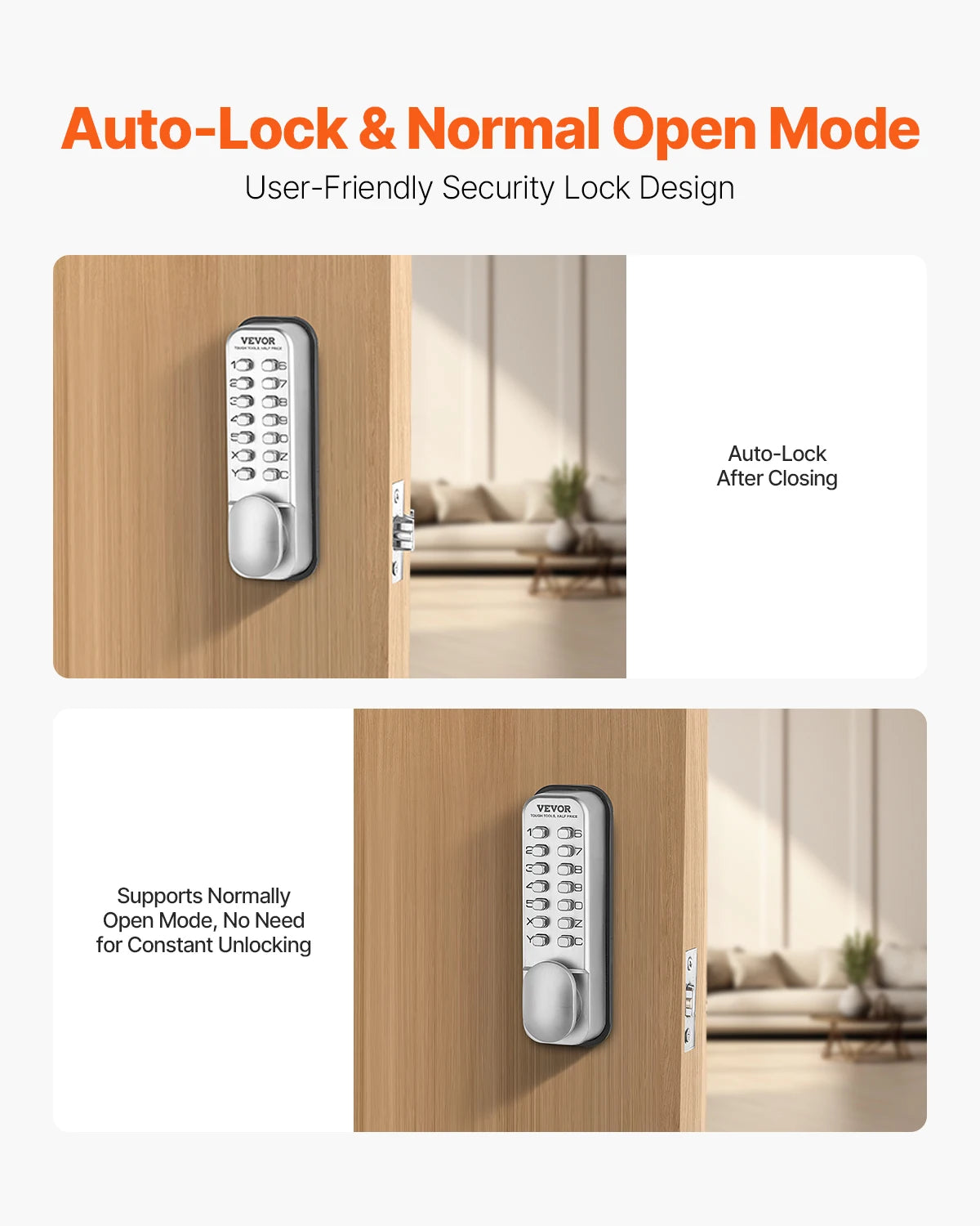 Mechanical Keyless Entry Door Lock 14 Key