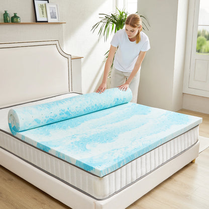 2-4 Inch Memory Foam Soft Mattress Topper -Gel Cooling