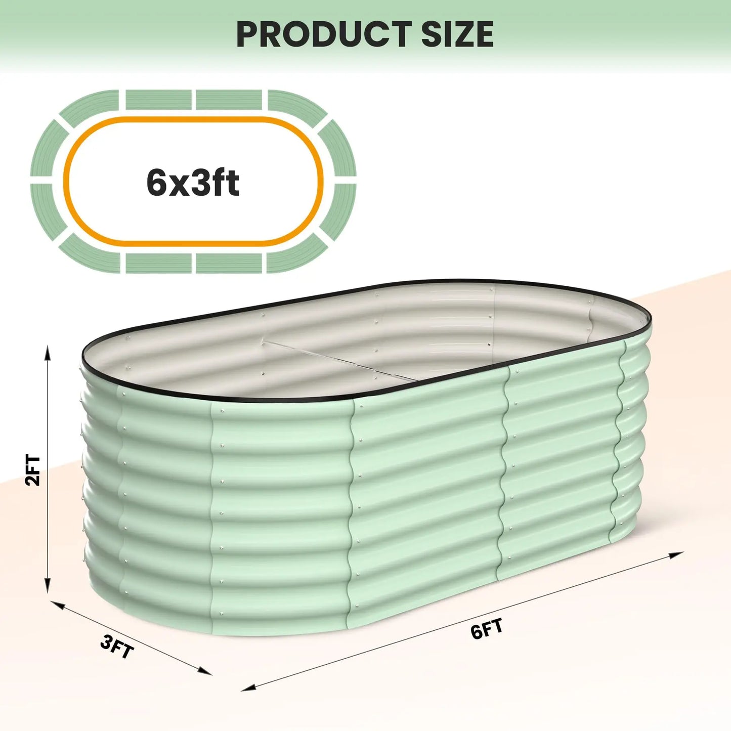 2-Pack Oval Galvanized Steel Raised Garden Bed- Open Base/Safety Edge