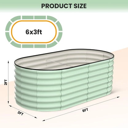 2-Pack Oval Galvanized Steel Raised Garden Bed- Open Base/Safety Edge