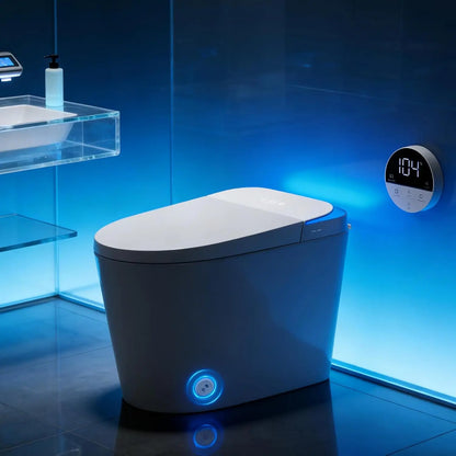 Smart Toilet with Bidet Built in, Foam Shield, Auto Open/Close Lid & Dual Flush, Instant Warm