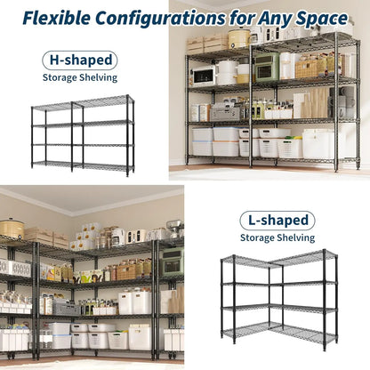 Heavy Duty Storage Shelves 4 Tiers Metal Shelving Unit Adjustable