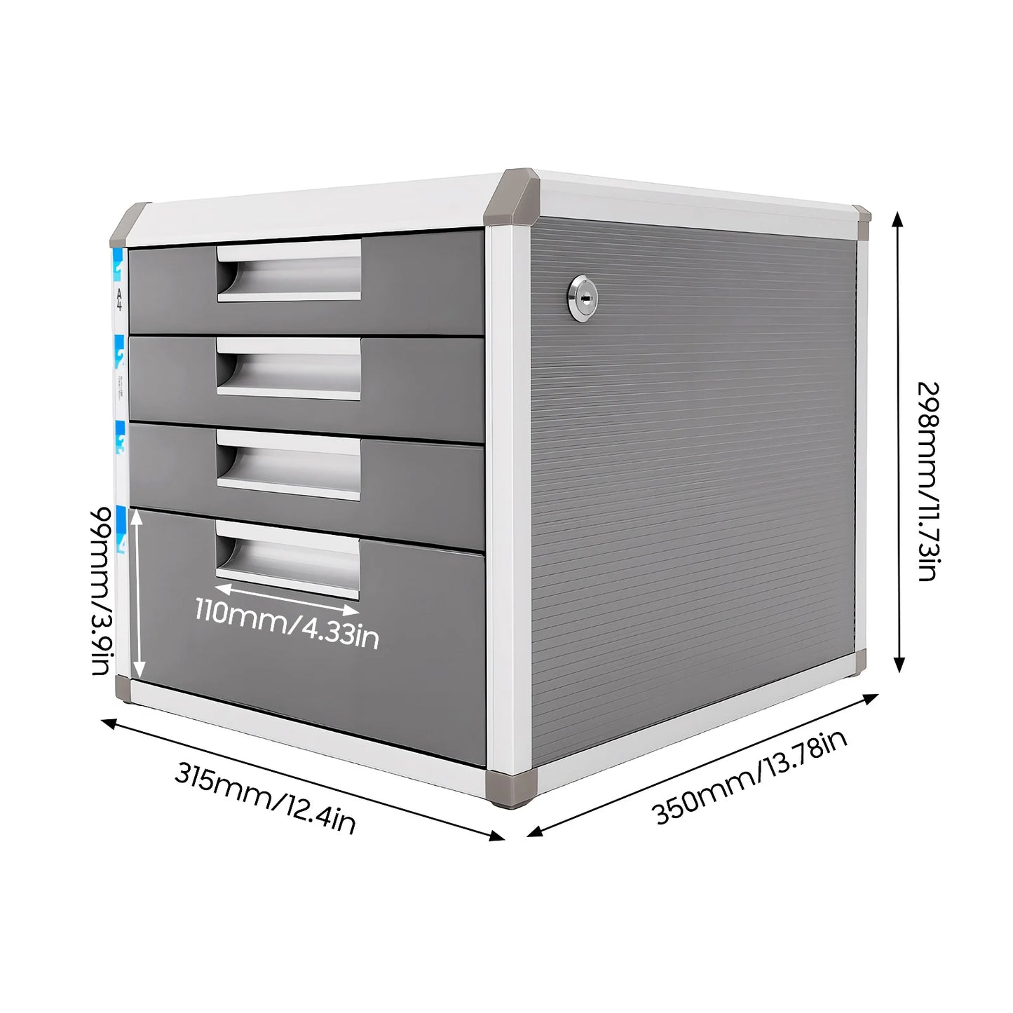4 Layers Locking Drawer Cabinet, Aluminum Alloy