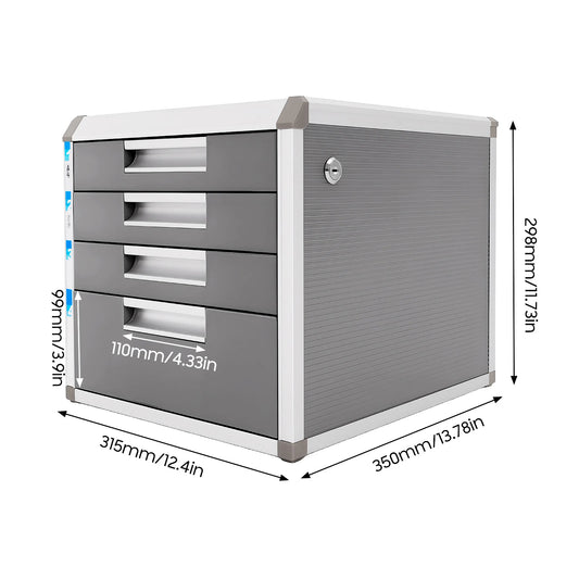 4 Layers Locking Drawer Cabinet, Aluminum Alloy
