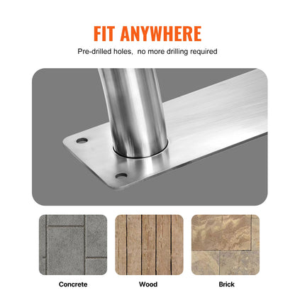 Pool Handrail w/ Grip Cover- Stainless Steel w/ Base Plate- Indoor/Outdoor