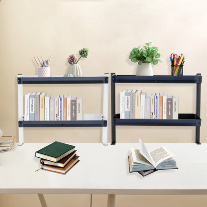 Adjustable 2-Tier Desk Shelf Clamp-On Storage