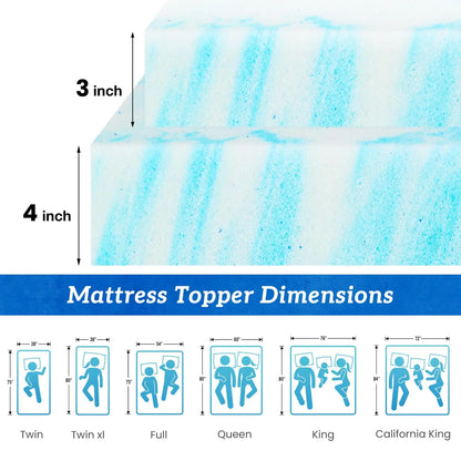 2-4 Inch Memory Foam Soft Mattress Topper -Gel Cooling