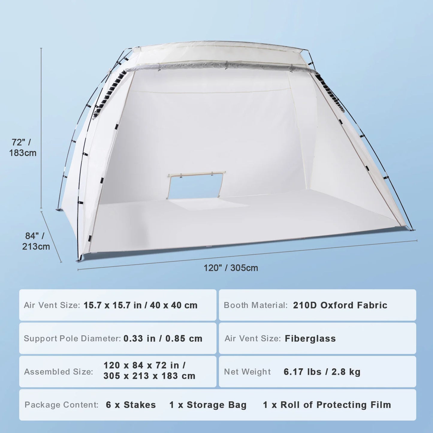 Portable Paint Booth/Shelter 7.5x5.2x5.2/10x7x6ft