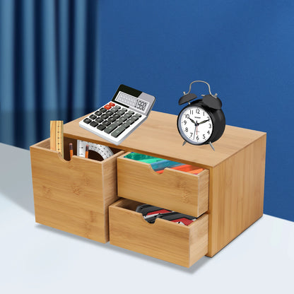 Bamboo Desk Organizer W/3 Drawers