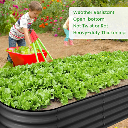2-Pack Oval Galvanized Steel Raised Garden Bed- Open Base/Safety Edge