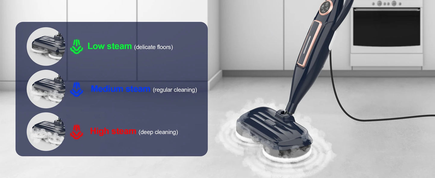 Steam Mop Cleaner w/Rotating Mop Pad-10 in 1-Lightweight
