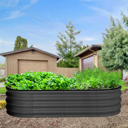 2-Pack Oval Galvanized Steel Raised Garden Bed- Open Base/Safety Edge