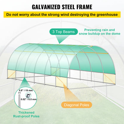 20x10x7/15x7x7 ft Tunnel/Greenhouse w/Galvanized Steel Hoops