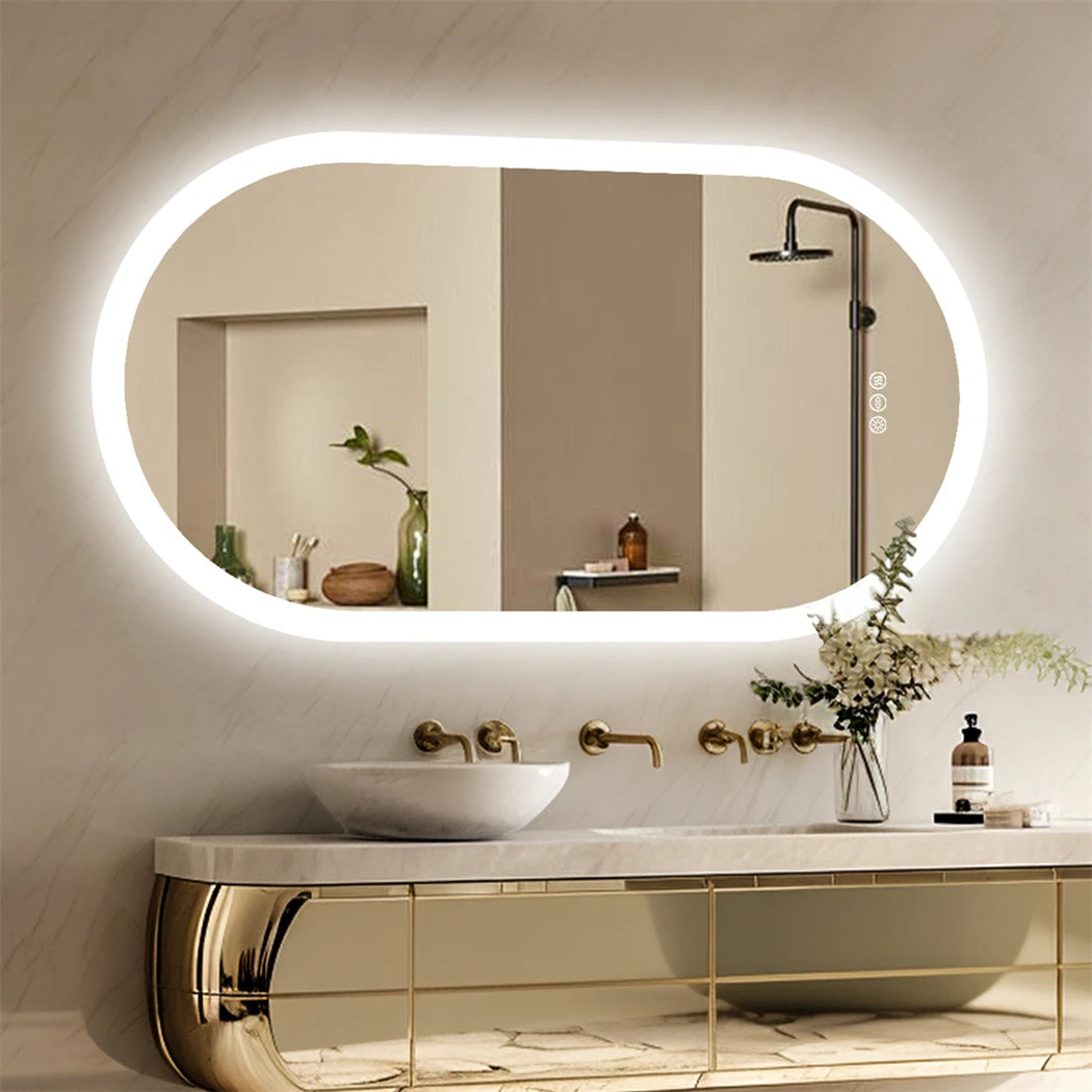 Oval LED Bathroom Mirror, 3 Colors Dimmable, Anti-Fog, 32 x 20 in