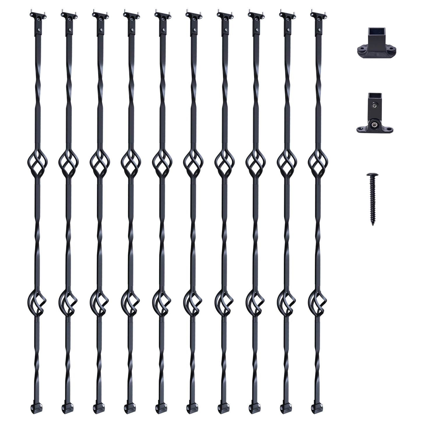 Staircase Metal Balusters- Galvanized Banister Spindles w/ Hollow Baskets Spiral