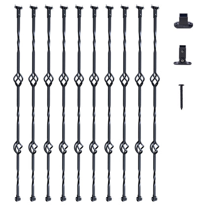 Staircase Metal Balusters- Galvanized Banister Spindles w/ Hollow Baskets Spiral