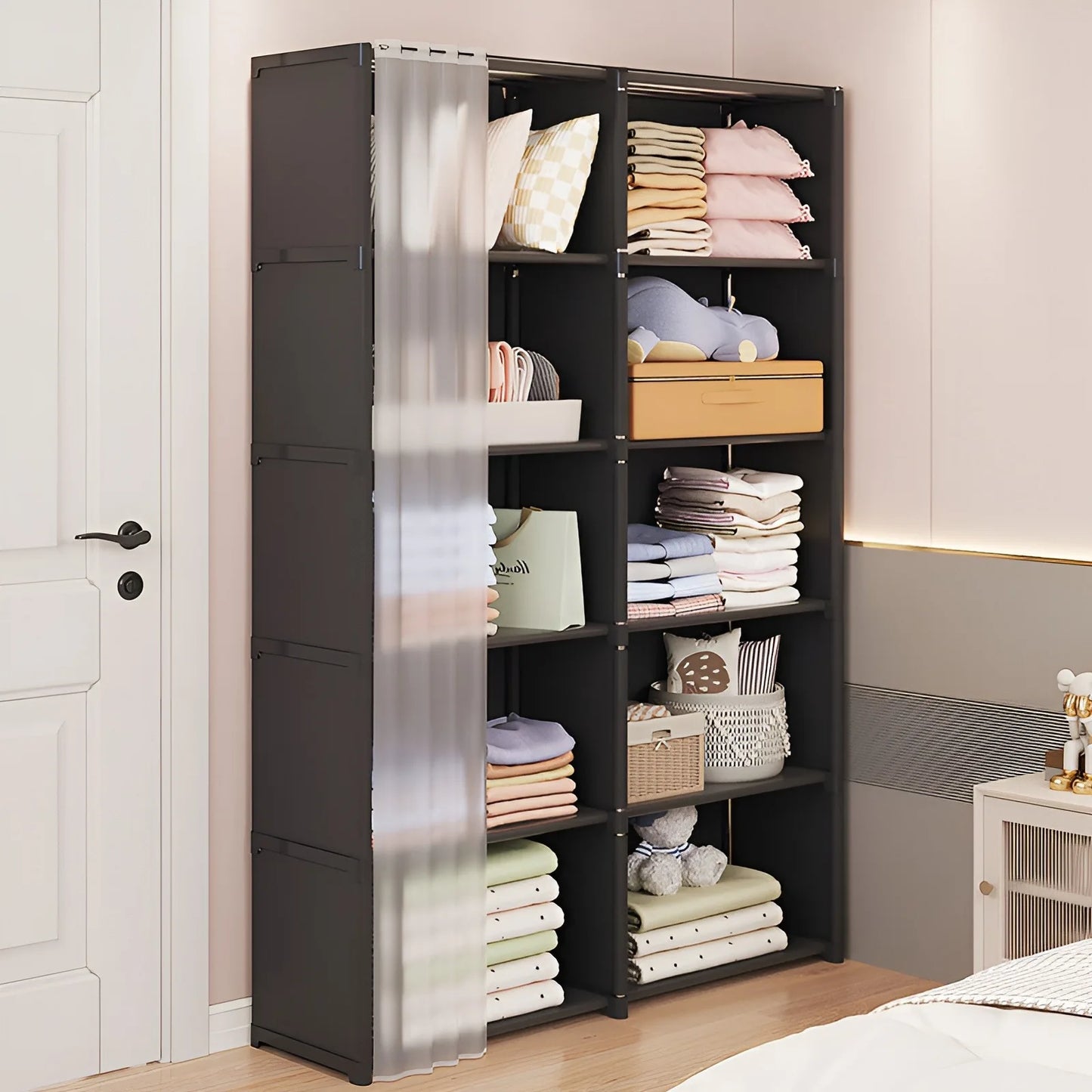 6-Layer Bedroom Clothes Closet, Storage Rack Wardrobe