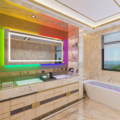 LED Vanity Mirror RGB Color Changing, Backlit, Shatterproof, Dimmable, Anti-Fog